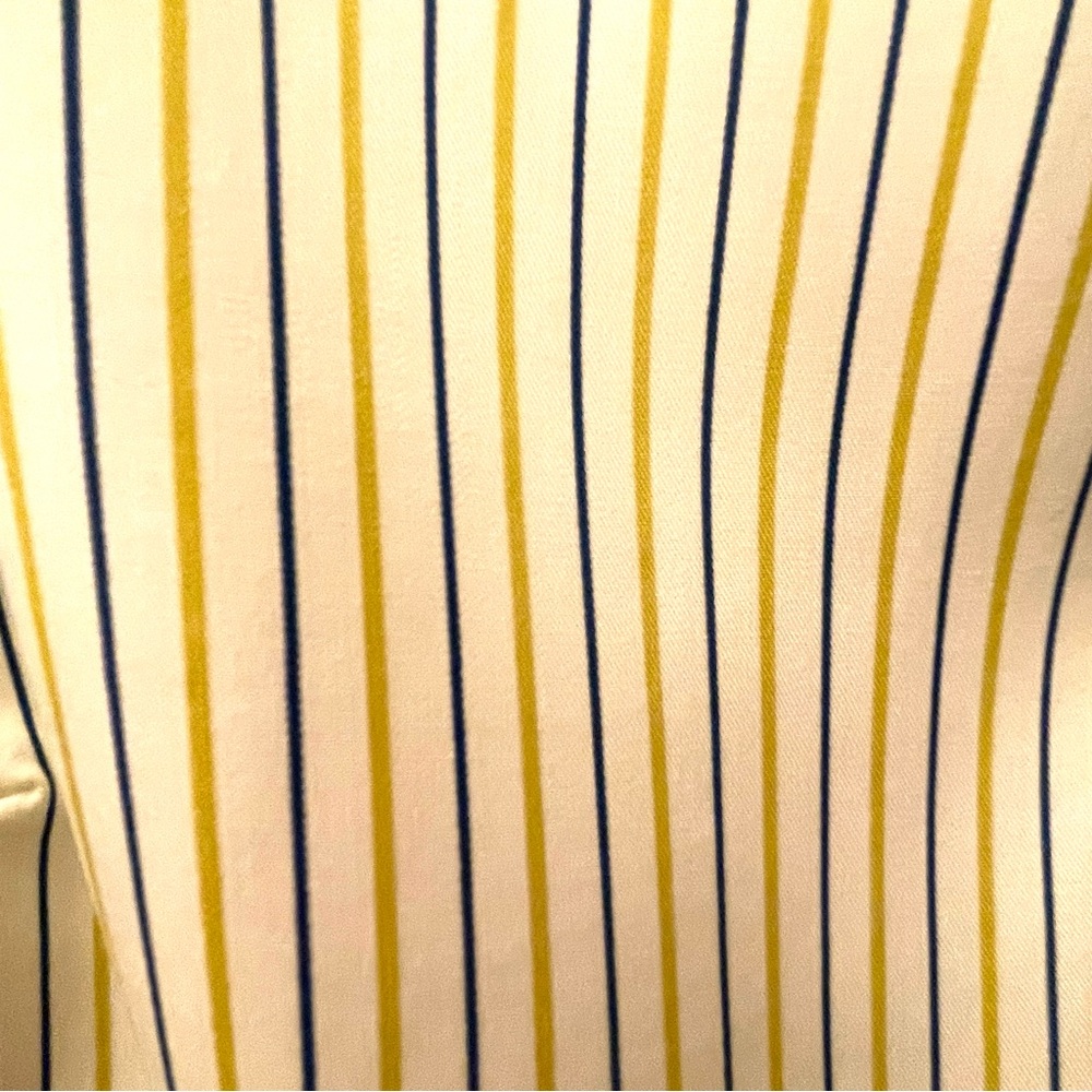 Massimo Dutti Striped Blouse Ruffle Sleeves in Chartreuse White and Blue Size 6 - Picture 6 of 7